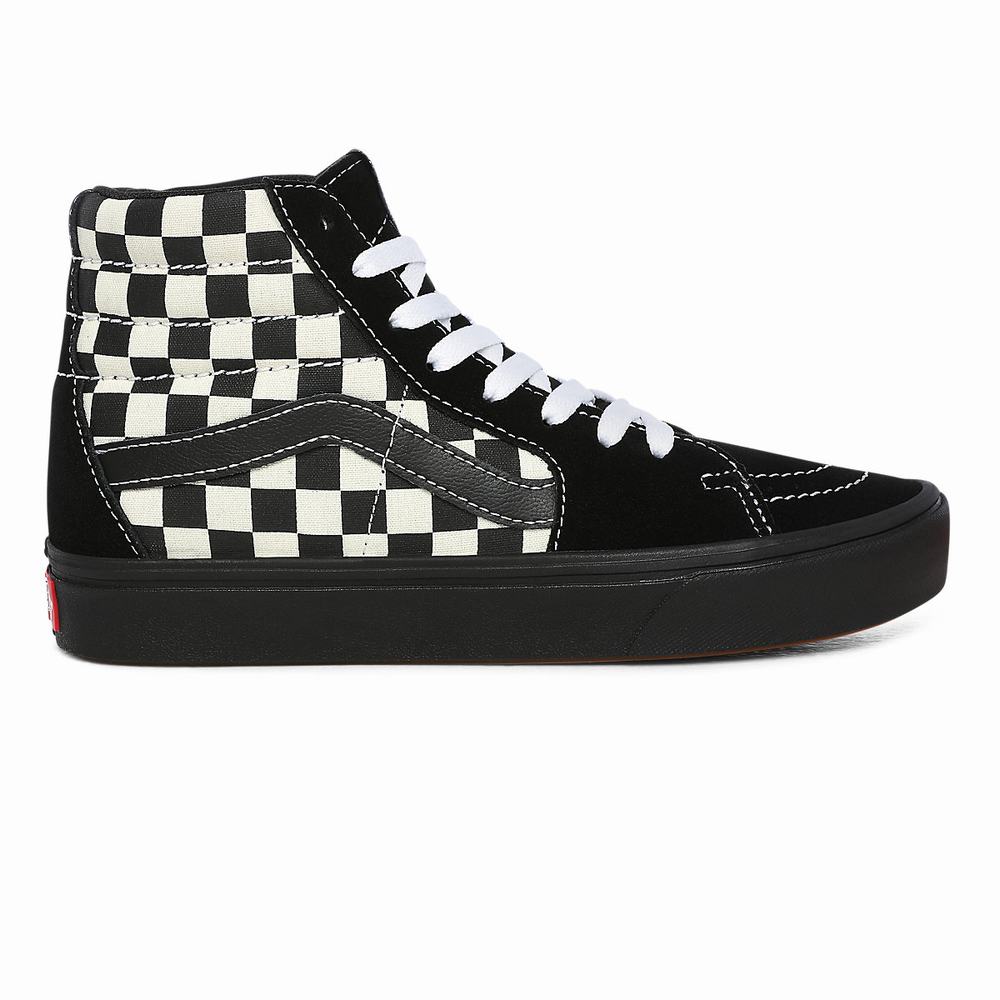 Women\'s Vans Mixed Media ComfyCush Sk8-Hi Sneakers Black | USA71842