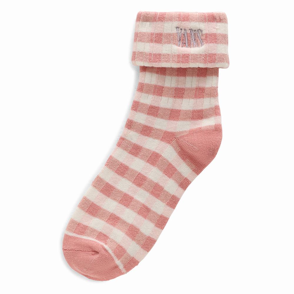 Women\'s Vans Mixed Up Gingham Check Socks Pink | USA21478