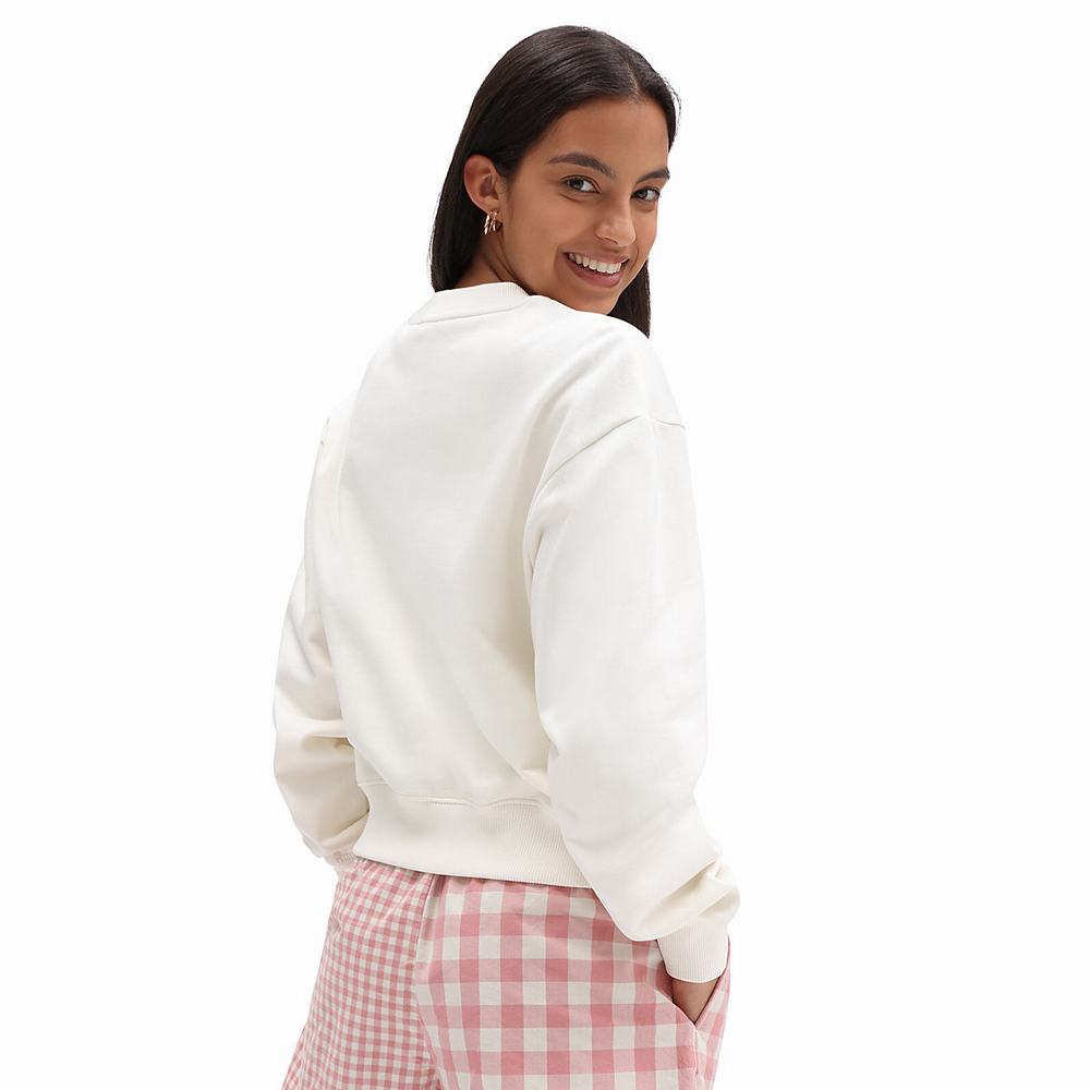 Women's Vans Mixed Up Gingham Cropped Crew Sweatshirts White | USA72018