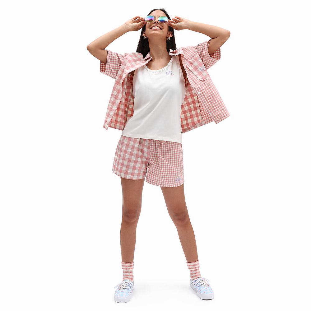 Women's Vans Mixed Up Gingham Shorts Pink | USA85634