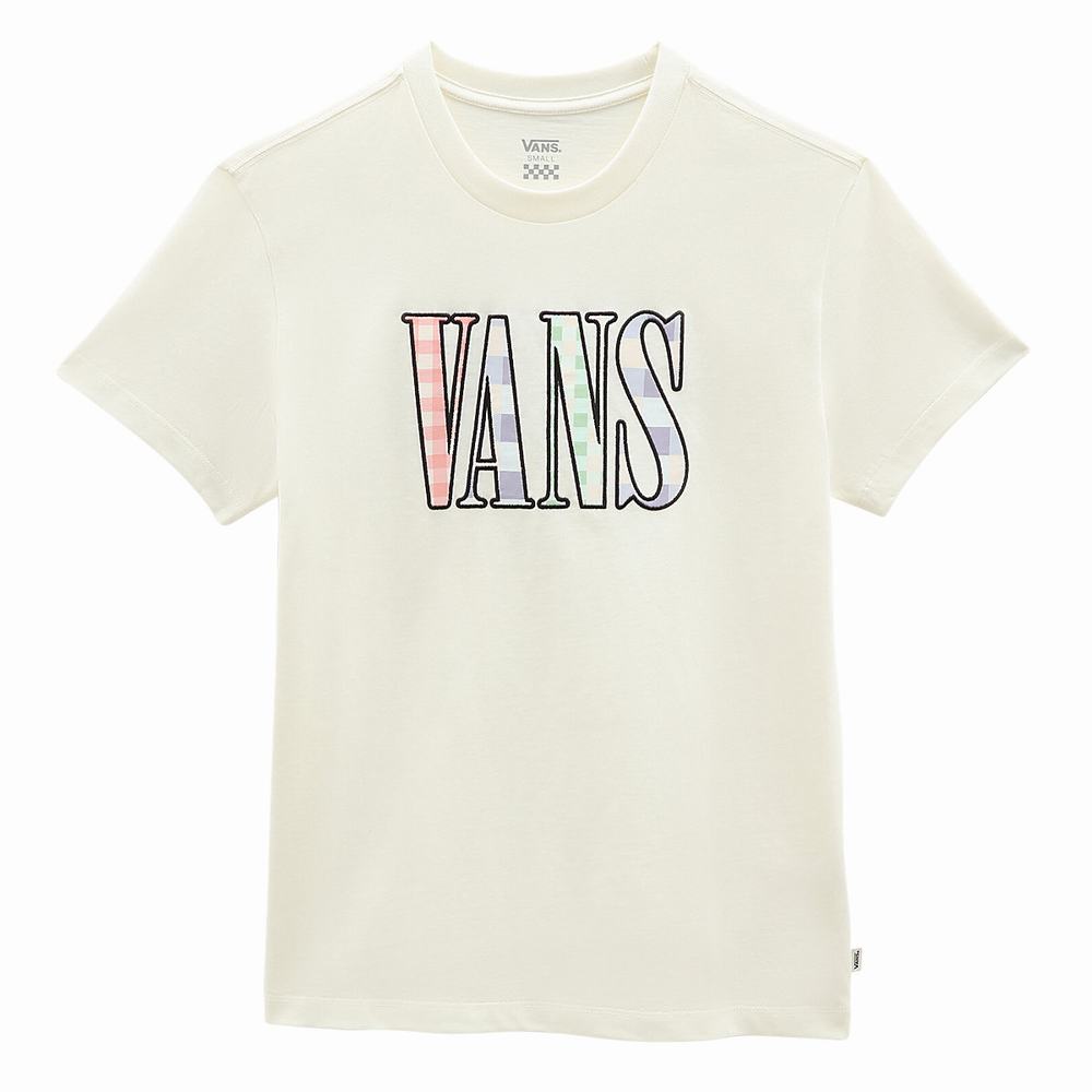 Women's Vans Mixed Up Gingham T Shirts White | USA28017