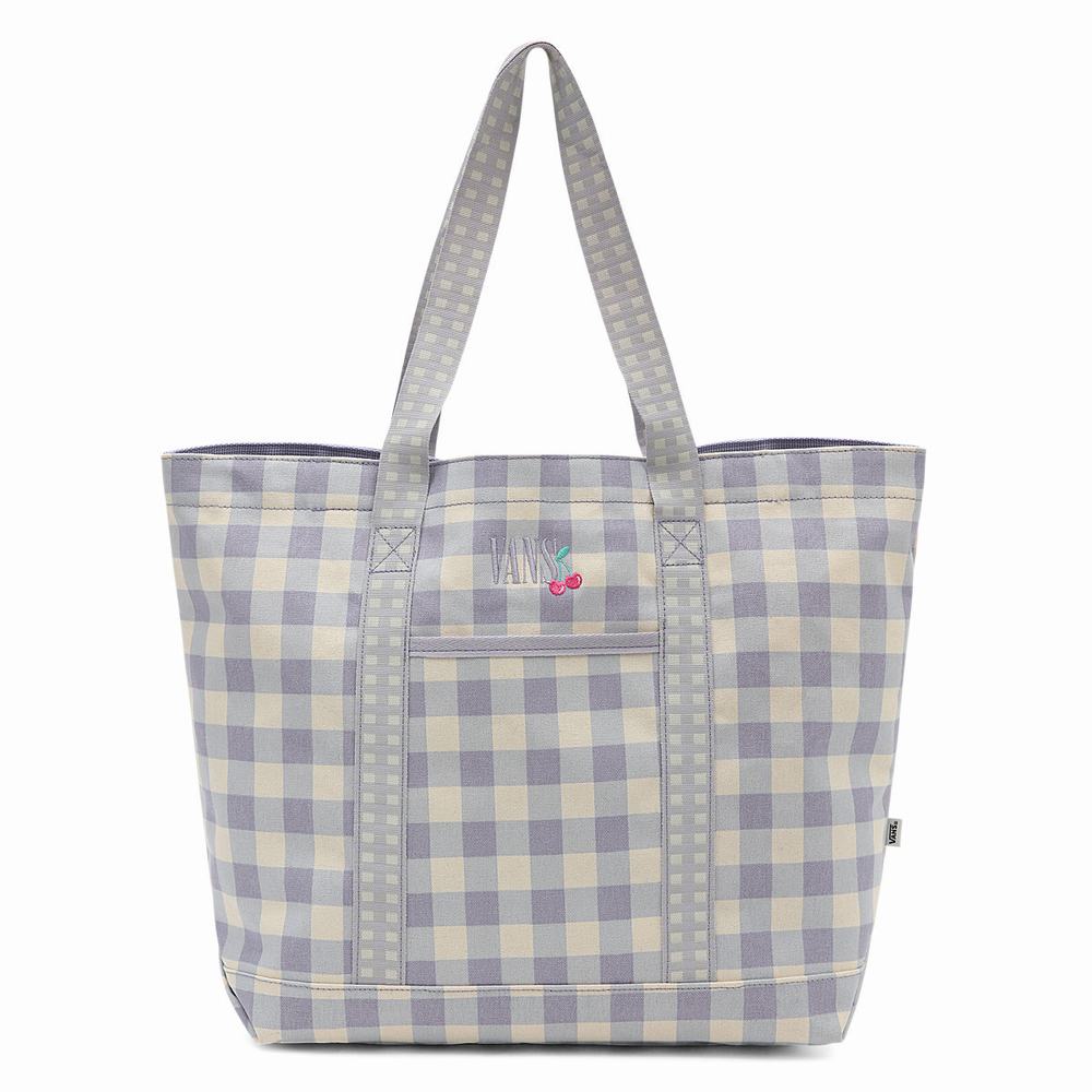 Women\'s Vans Mixed Up Gingham Tote Bags Purple | USA50629