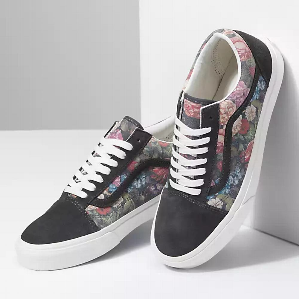 Women's Vans Moody Floral Old Skool Sneakers Grey / White | USA72681