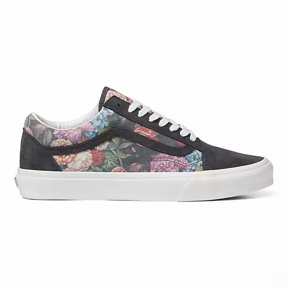 Women's Vans Moody Floral Old Skool Sneakers Grey / White | USA72681