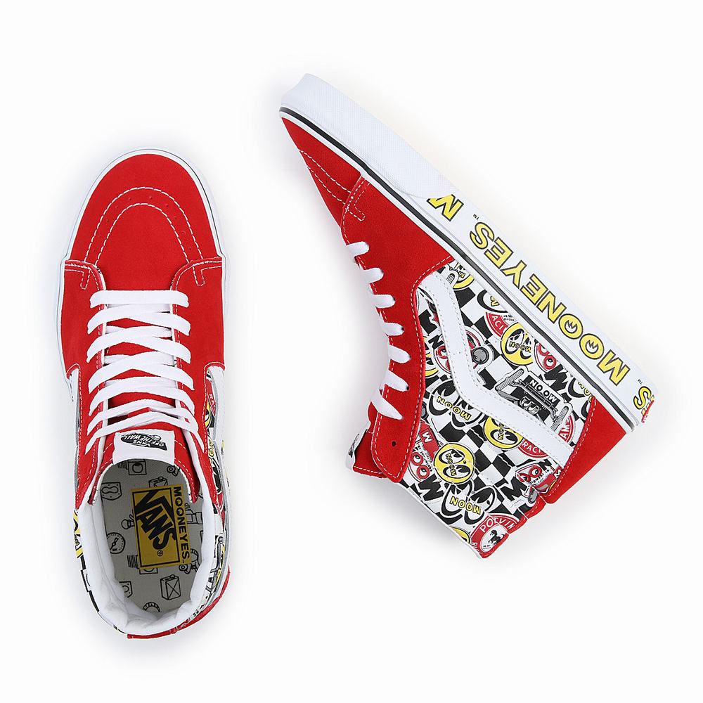 Women's Vans Mooneyes Sk8-Hi High Top Shoes Red / Multicolor | USA98134