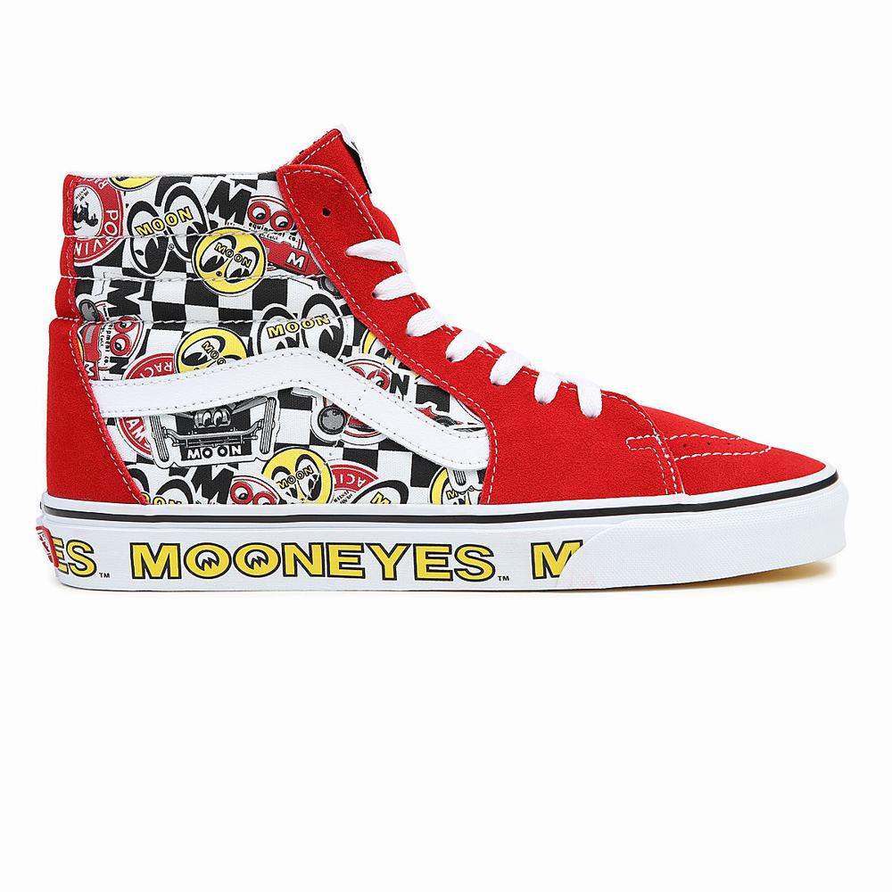 Women's Vans Mooneyes Sk8-Hi High Top Shoes Red / Multicolor | USA98134