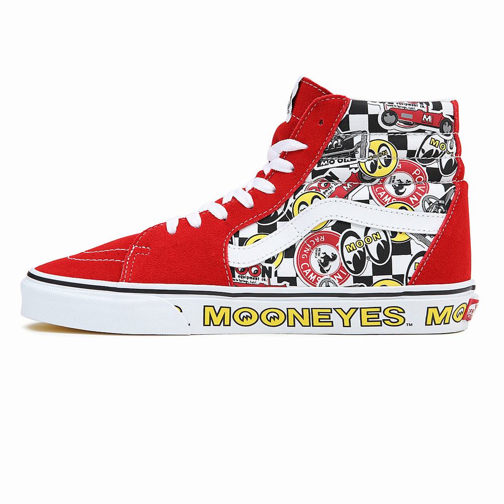 Women's Vans Mooneyes Sk8-Hi High Top Shoes Red / Multicolor | USA98134