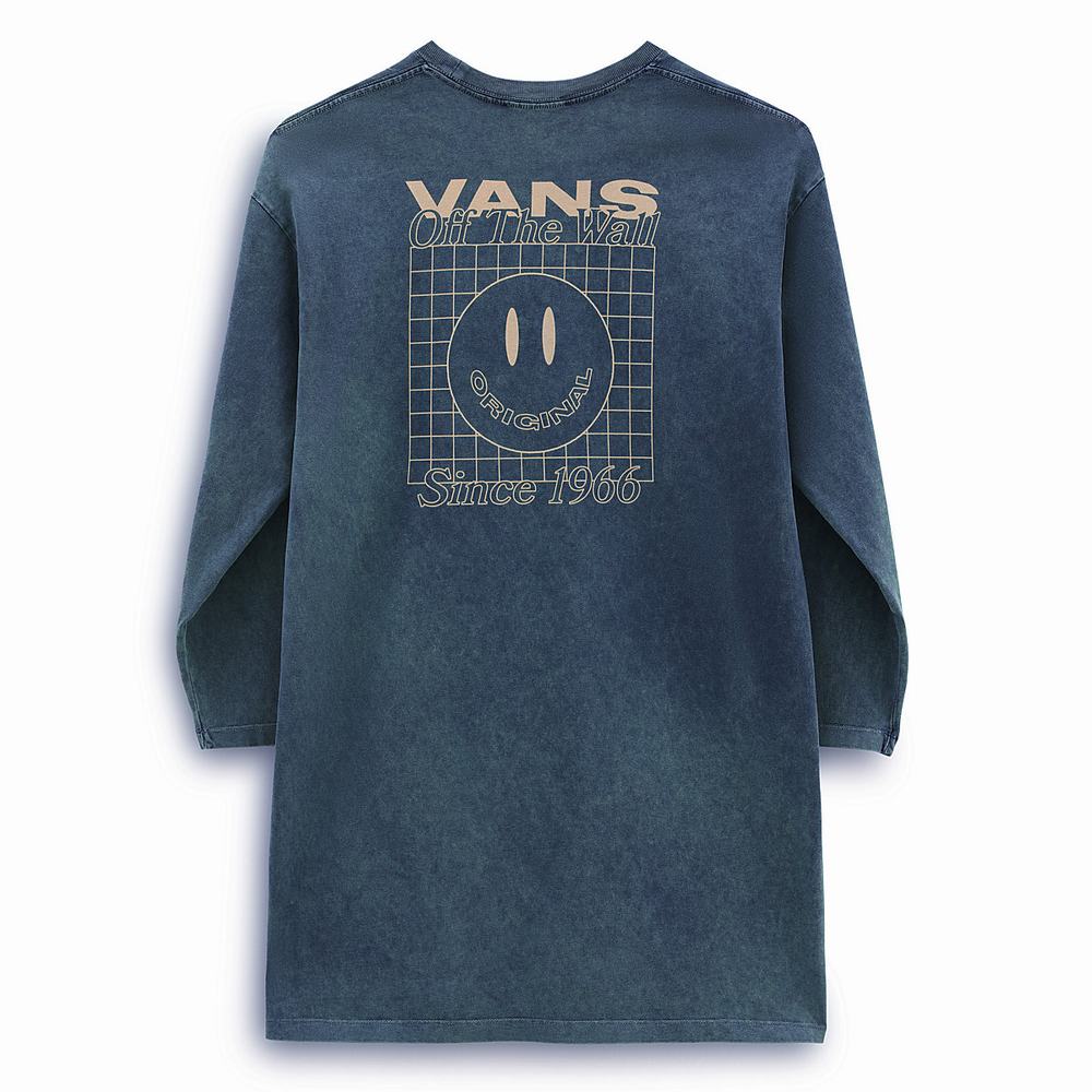 Women's Vans Mootoo Long Sleeve Dress Blue | USA18642