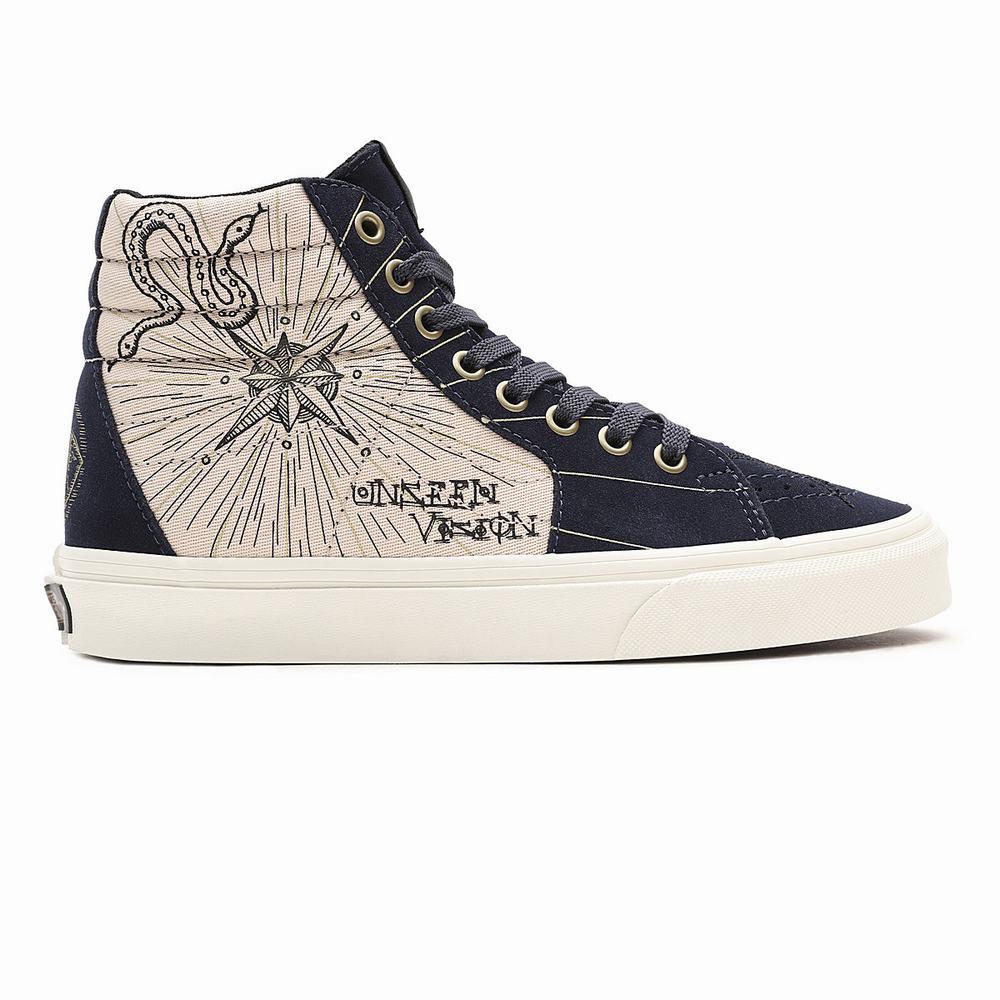 Women's Vans Mystic SK8-Hi Sneakers Beige / Navy | USA94836