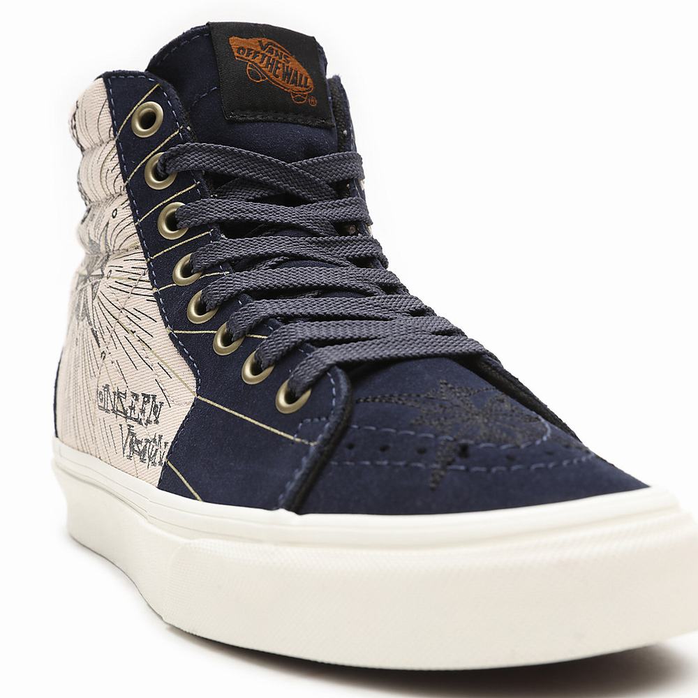 Women's Vans Mystic SK8-Hi Sneakers Beige / Navy | USA94836