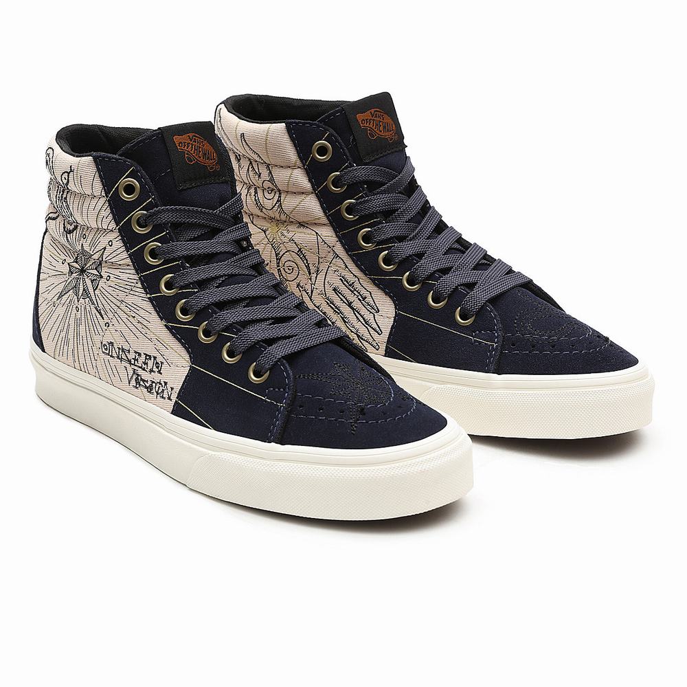 Women\'s Vans Mystic SK8-Hi Sneakers Beige / Navy | USA94836