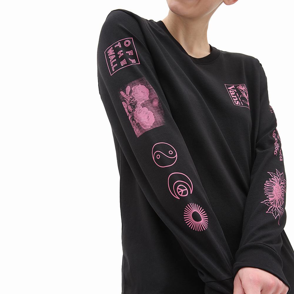 Women's Vans Nature & Soul Long Sleeve T Shirts Black | USA50378