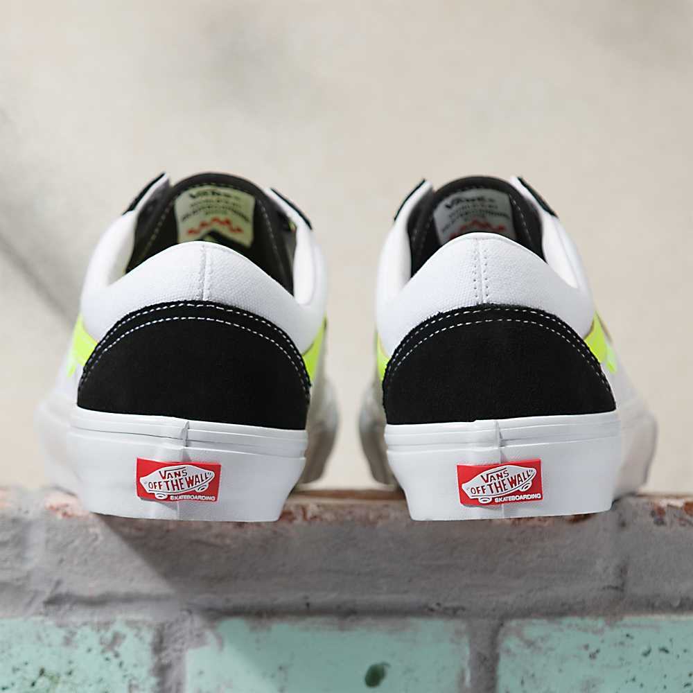 Women's Vans Neon Skate Old Skool Skate Shoes White / Yellow | USA32750