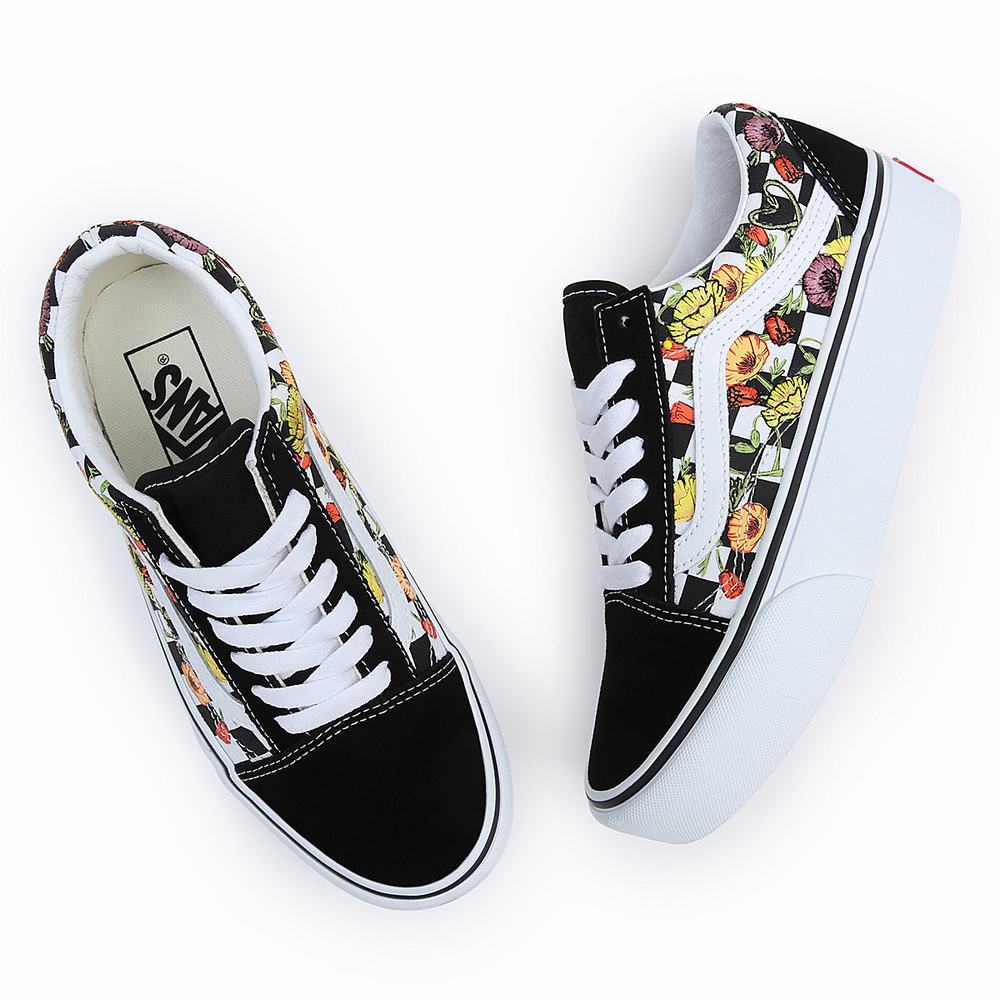 Women's Vans Old Skool Platform Platform Shoes Black / Multicolor | USA92136