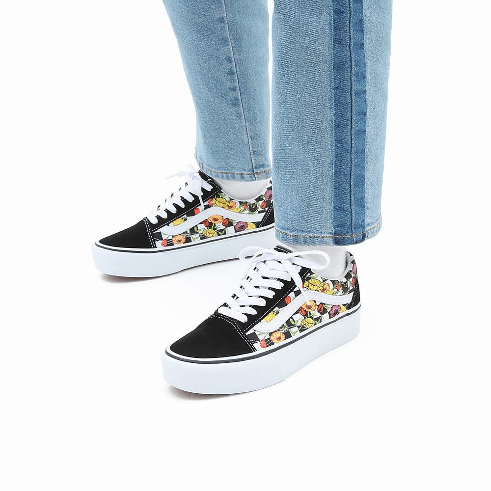 Women's Vans Old Skool Platform Platform Shoes Black / Multicolor | USA92136