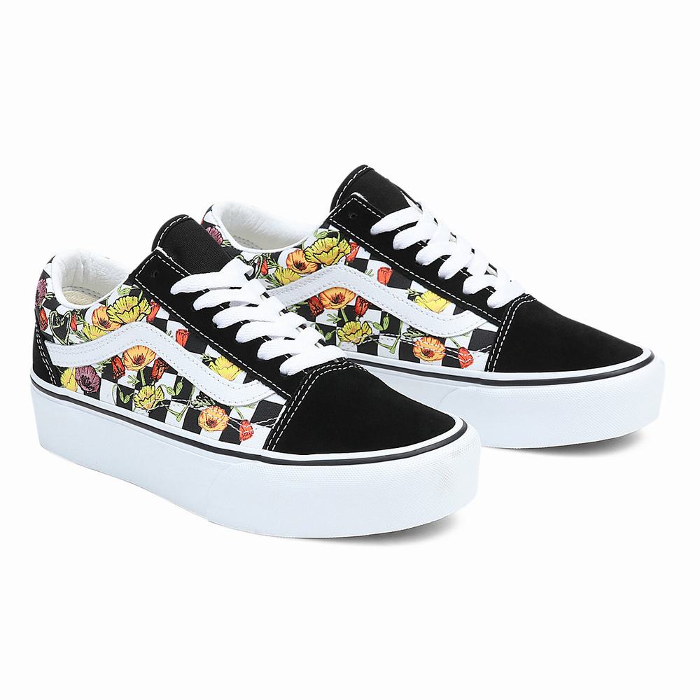 Women\'s Vans Old Skool Platform Platform Shoes Black / Multicolor | USA92136