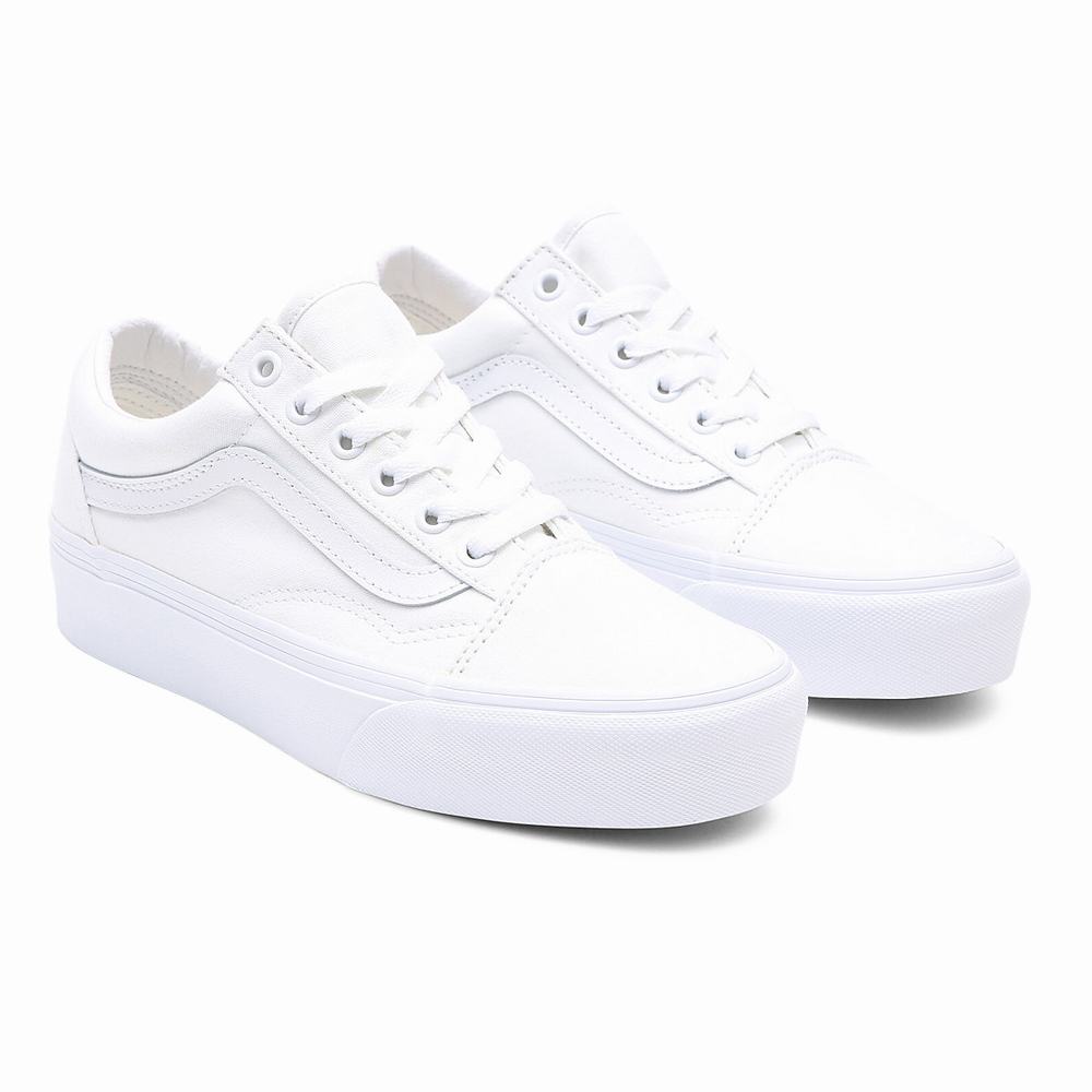 Women\'s Vans Old Skool Platform Platform Shoes White | USA97653