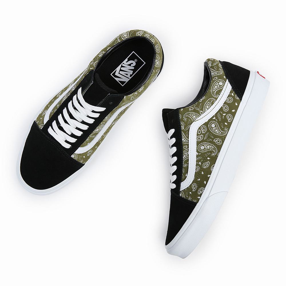 Women's Vans Old Skool Sneakers Black / Green | USA97316