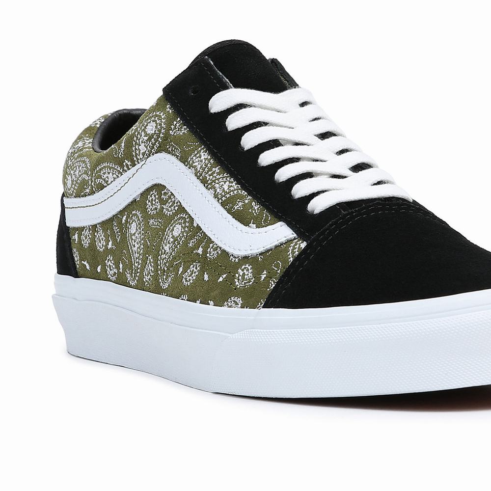 Women's Vans Old Skool Sneakers Black / Green | USA97316