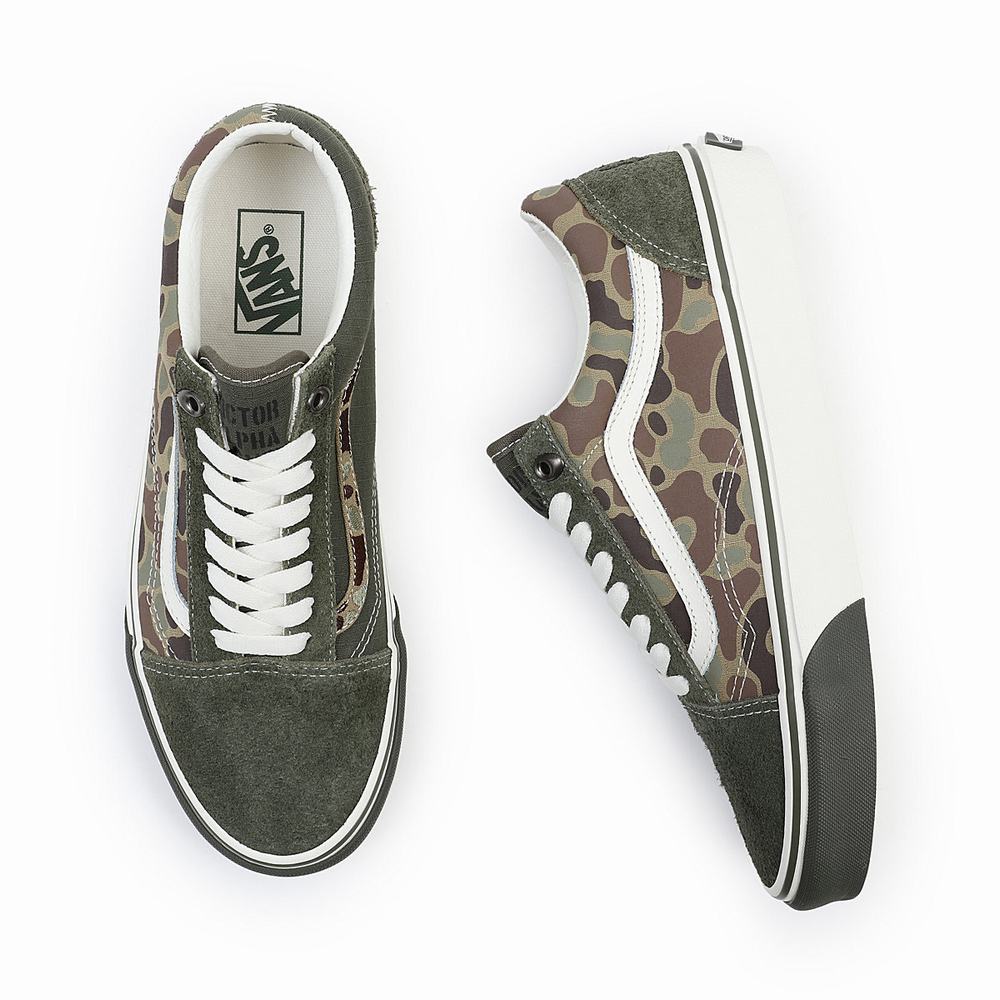 Women's Vans Old Skool Sneakers Green / White | USA02895