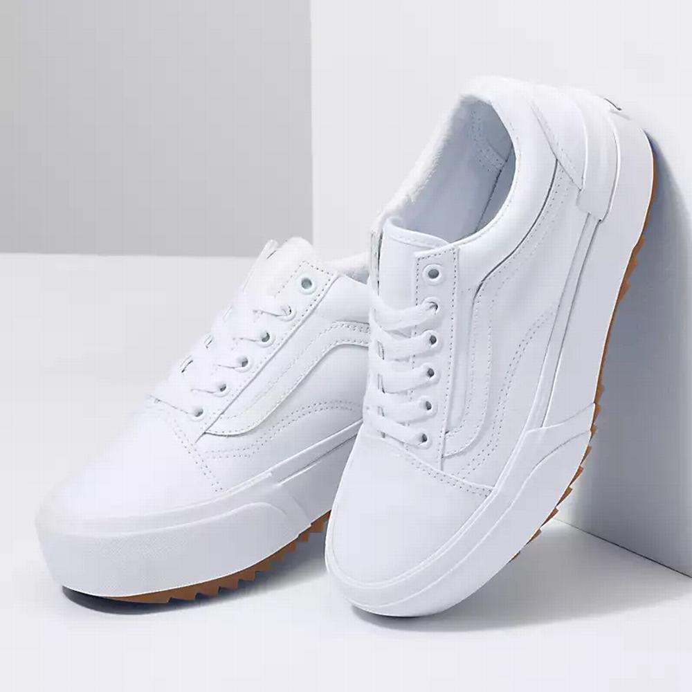 Women's Vans Old Skool Stacked Sneakers White | USA53726