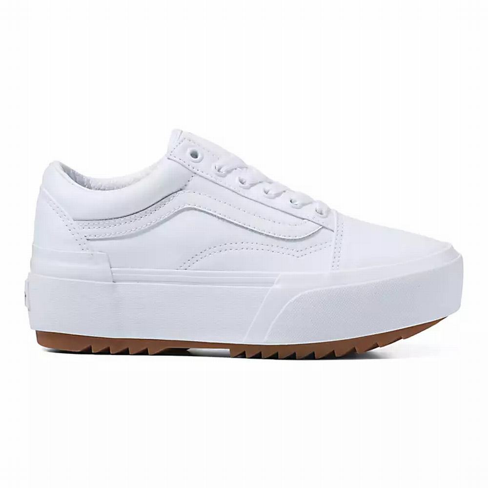 Women's Vans Old Skool Stacked Sneakers White | USA53726