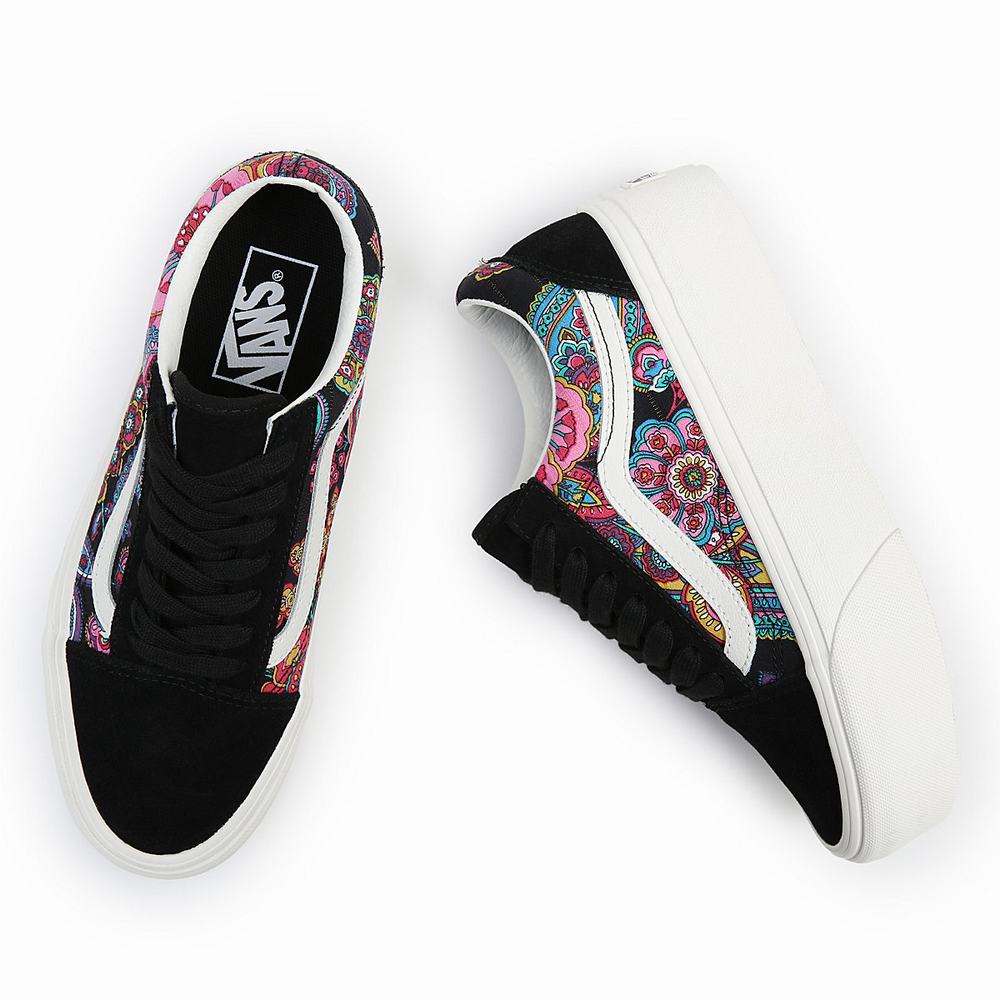 Women's Vans Old Skool Stackform Sneakers Black / Multicolor | USA86073