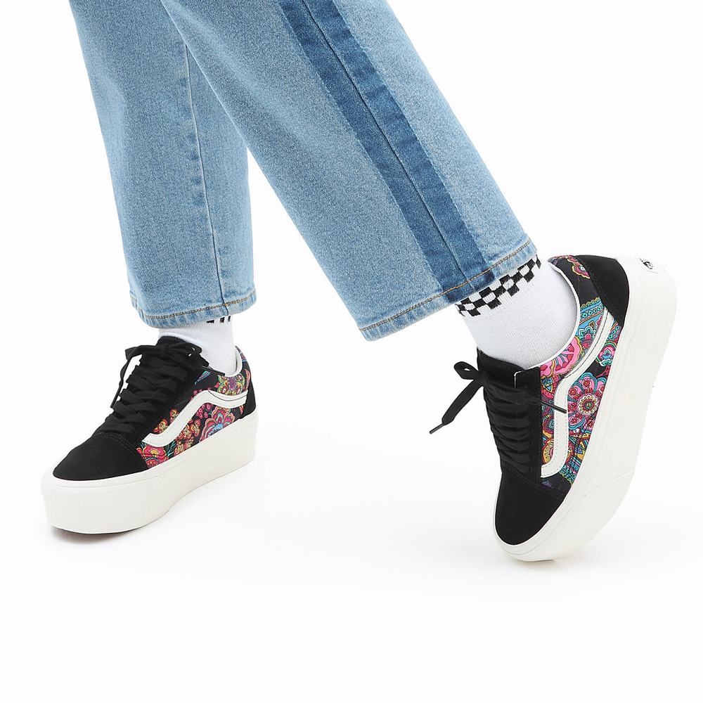 Women's Vans Old Skool Stackform Sneakers Black / Multicolor | USA86073