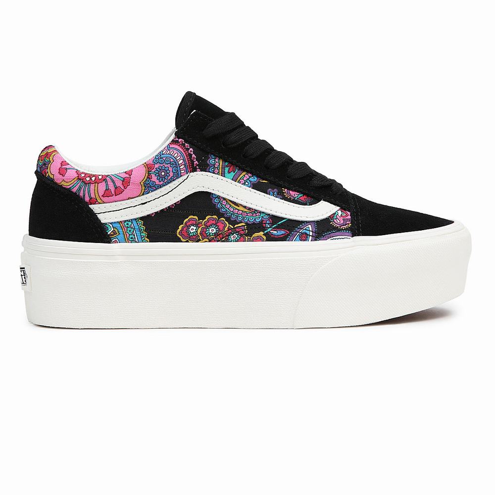 Women's Vans Old Skool Stackform Sneakers Black / Multicolor | USA86073