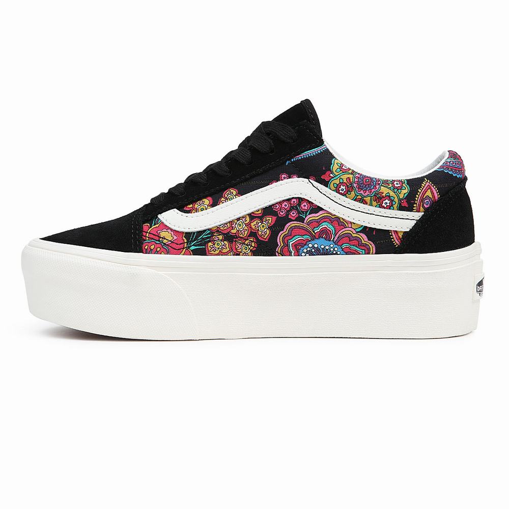 Women's Vans Old Skool Stackform Sneakers Black / Multicolor | USA86073