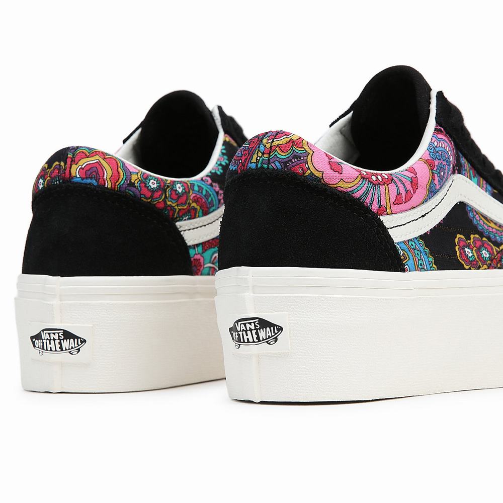 Women's Vans Old Skool Stackform Sneakers Black / Multicolor | USA86073