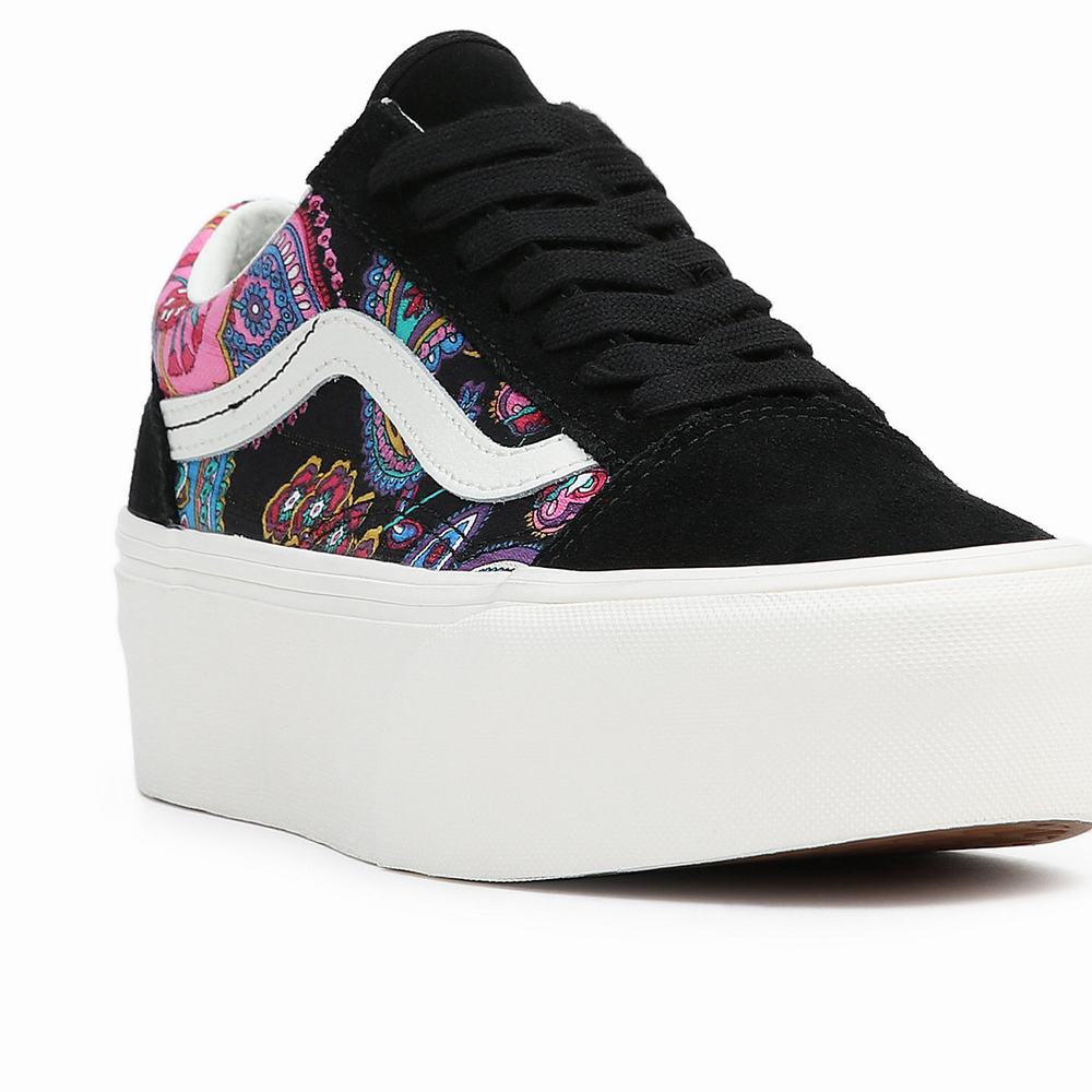 Women's Vans Old Skool Stackform Sneakers Black / Multicolor | USA86073