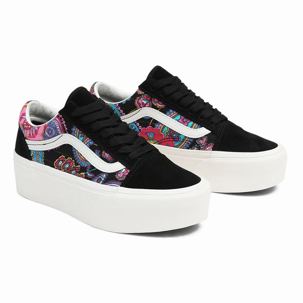 Women\'s Vans Old Skool Stackform Sneakers Black / Multicolor | USA86073