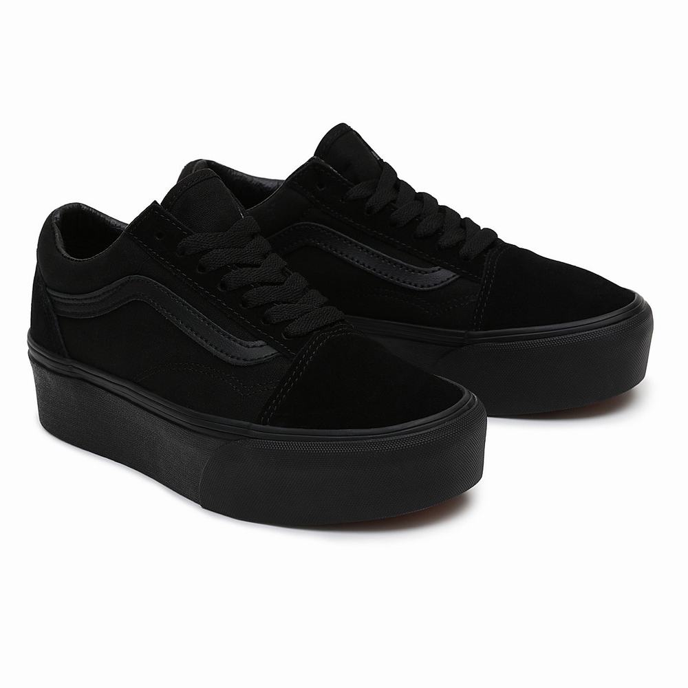 Women\'s Vans Old Skool Stackform Sneakers Black | USA87436