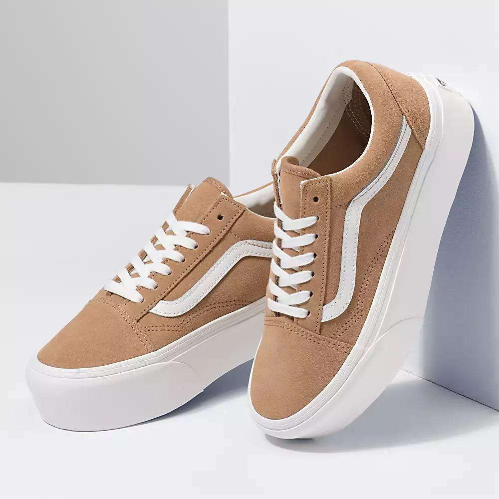 Women's Vans Old Skool Stackform Sneakers Brown / White | USA94813