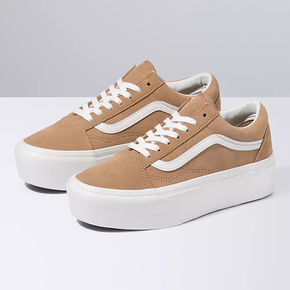 Women\'s Vans Old Skool Stackform Sneakers Brown / White | USA94813