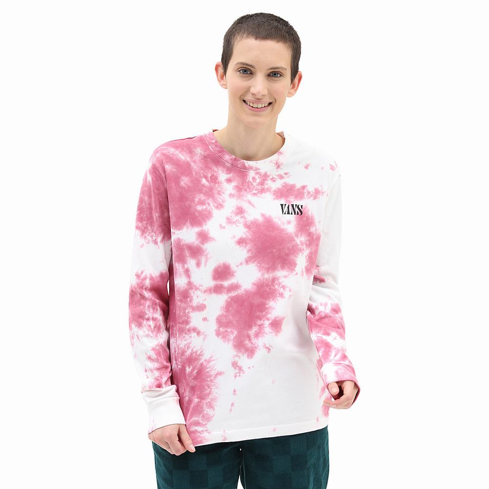 Women's Vans Oval Wash Long Sleeve T Shirts Pink | USA92603