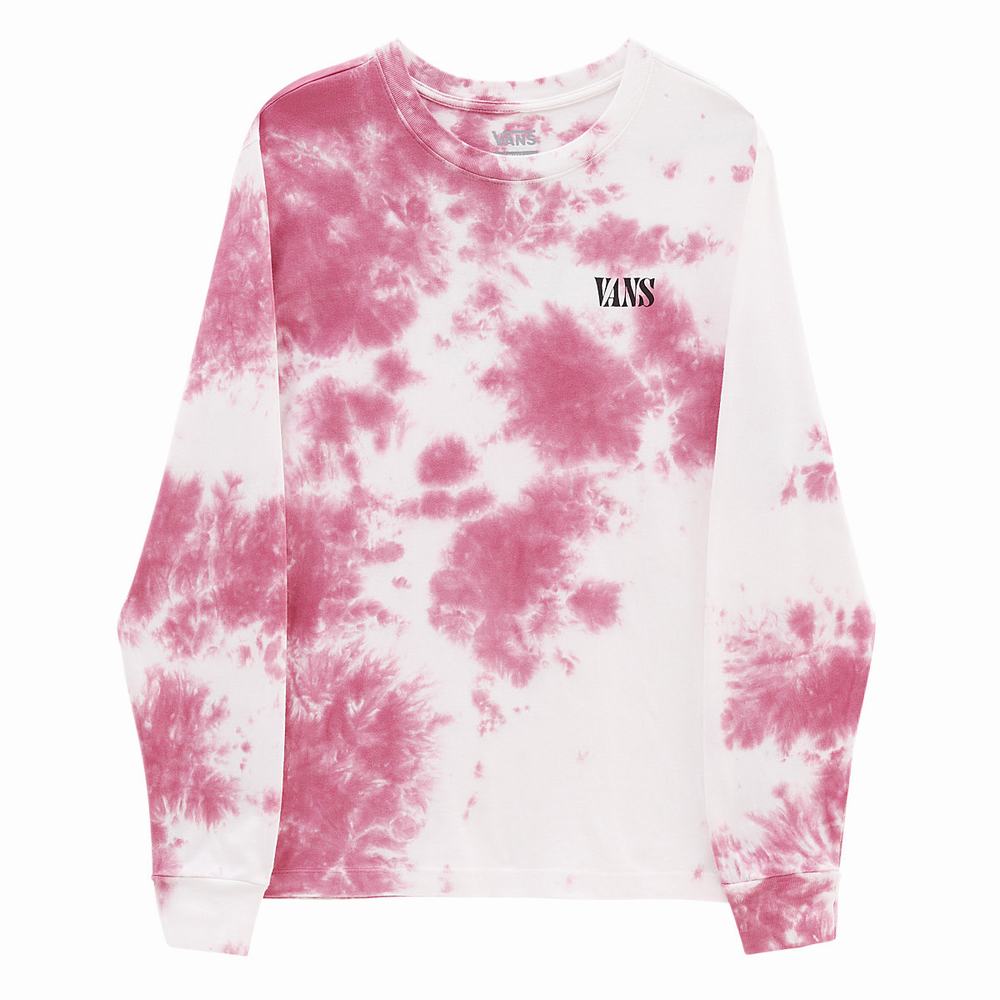 Women's Vans Oval Wash Long Sleeve T Shirts Pink | USA92603