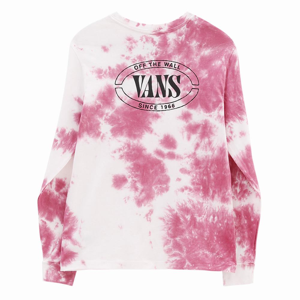 Women's Vans Oval Wash Long Sleeve T Shirts Pink | USA92603