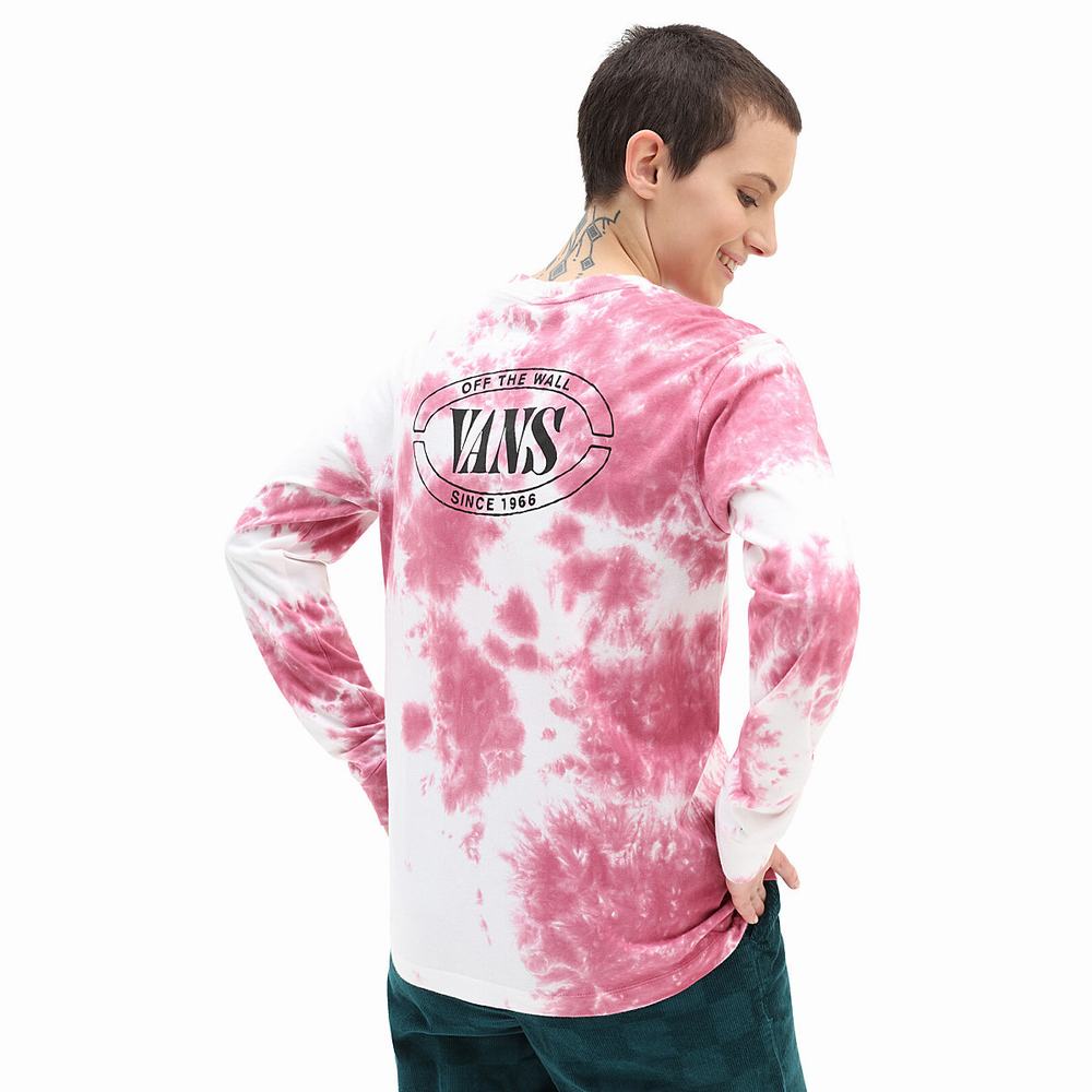 Women\'s Vans Oval Wash Long Sleeve T Shirts Pink | USA92603