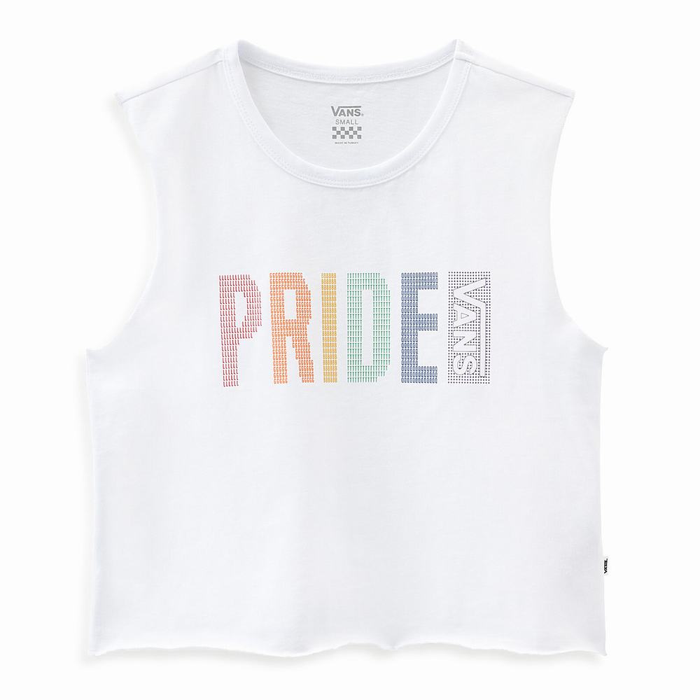 Women\'s Vans PRIDE Muscle Tank Top Tanks White | USA45921