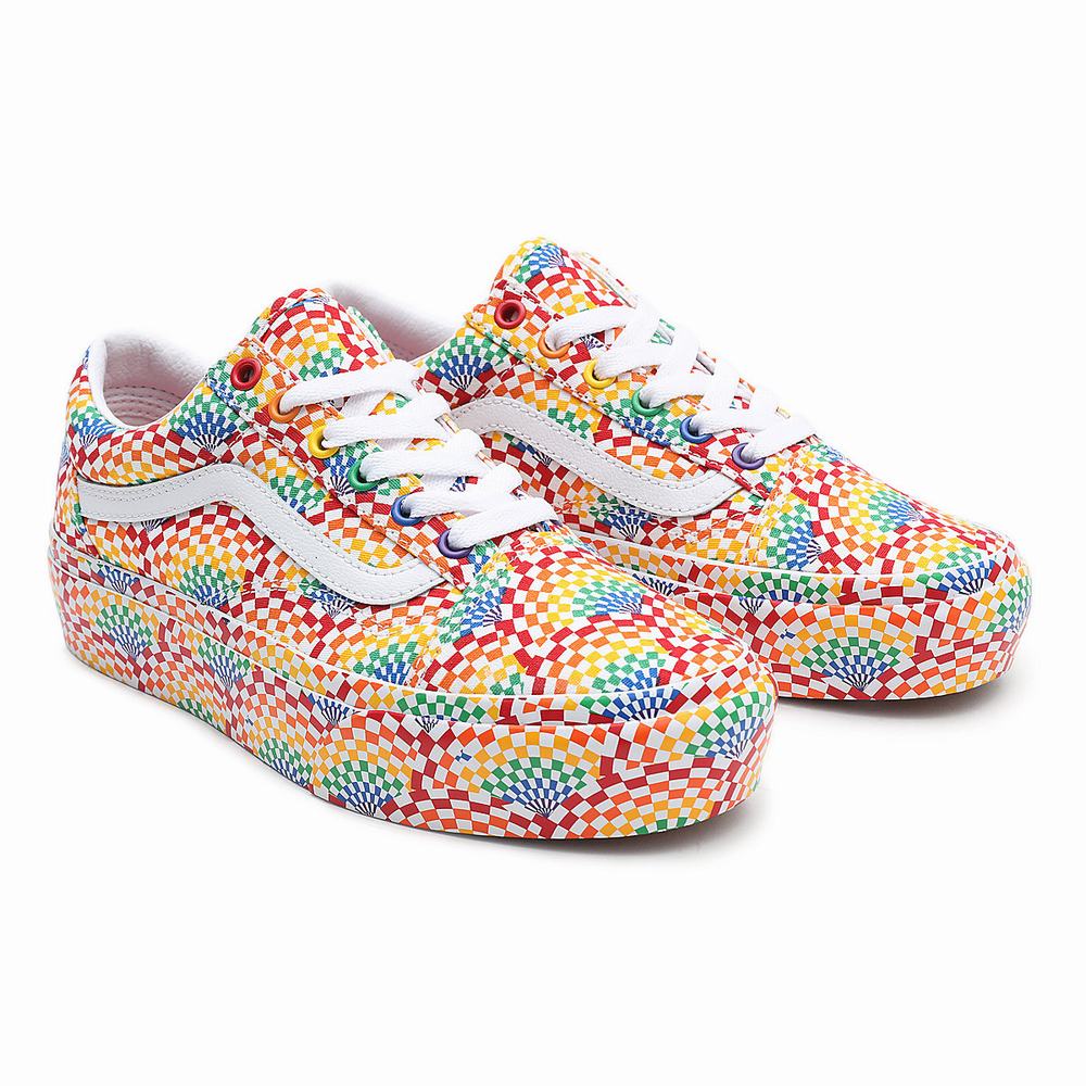 Women\'s Vans PRIDE Old Skool Platform Platform Shoes Multicolor | USA08139