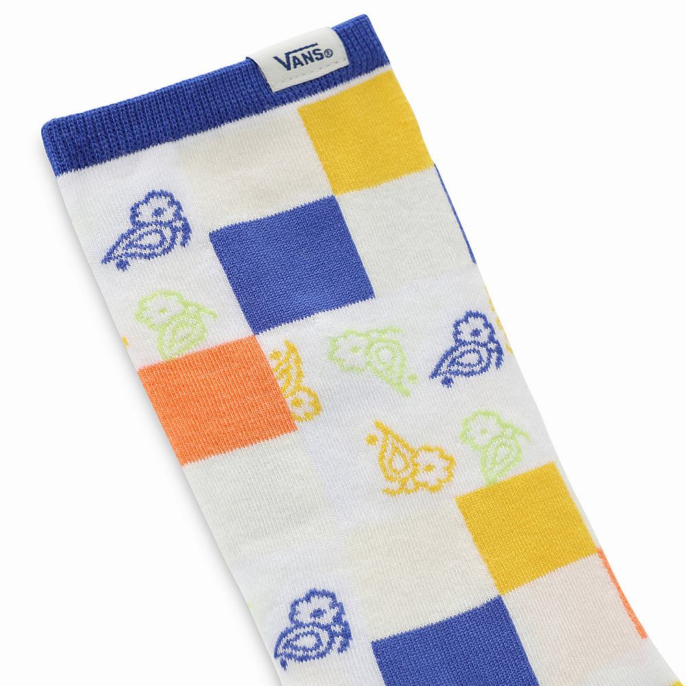 Women's Vans Paisley Check Floral Crew Socks White | USA84713