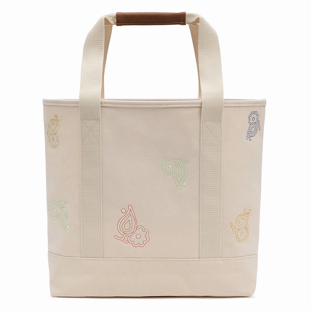 Women's Vans Paisley Check Floral Tote Bags White | USA26350