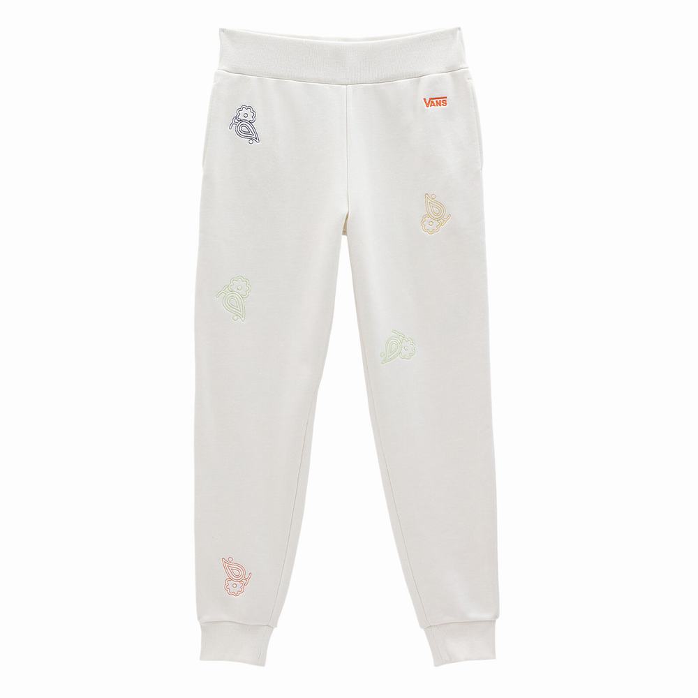 Women's Vans Paisley Check Sweatpants White | USA53604