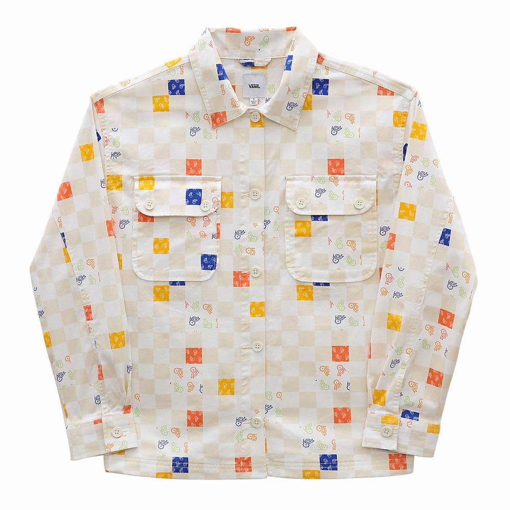 Women's Vans Paisley Check Woven Shirts White | USA97580