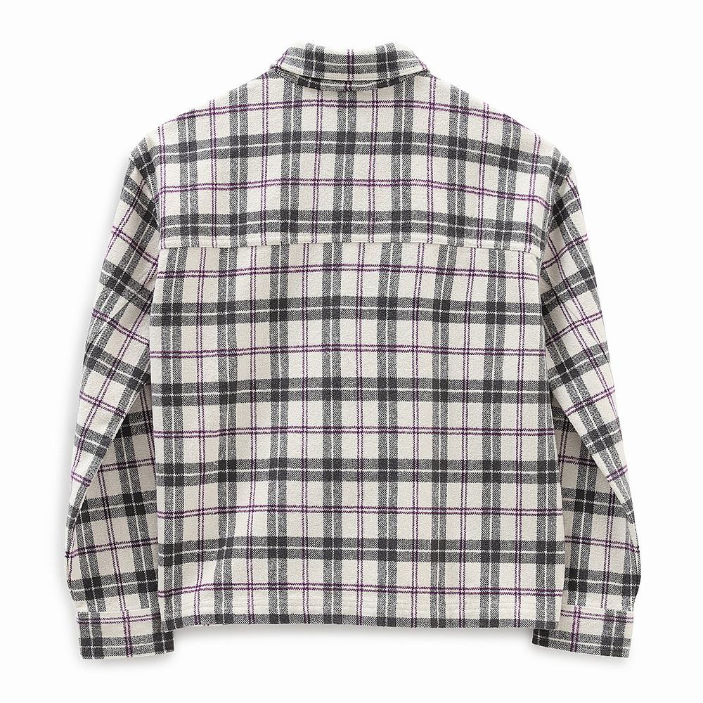 Women's Vans Panda Plaid Woven Shirts White | USA16547