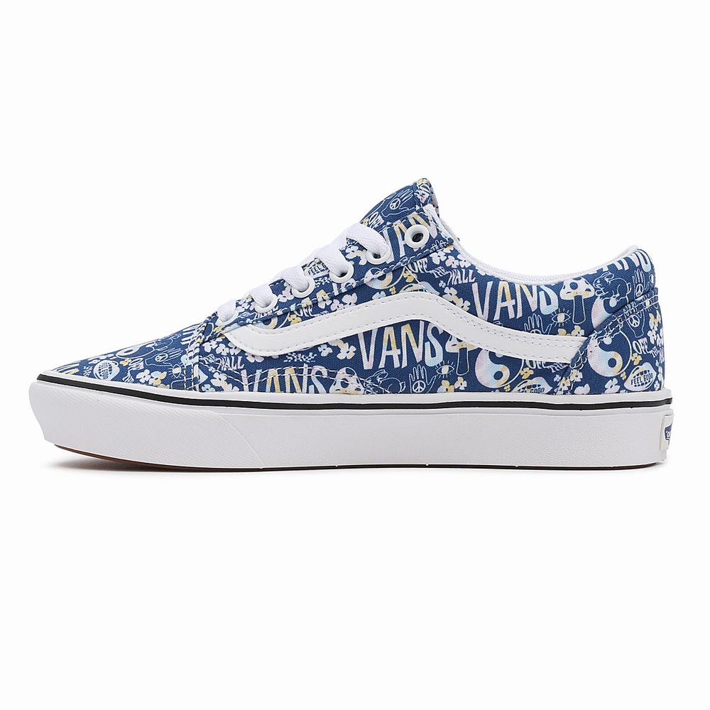 Women's Vans Pastel Tie Dye ComfyCush Old Skool Sneakers Blue / White | USA43671