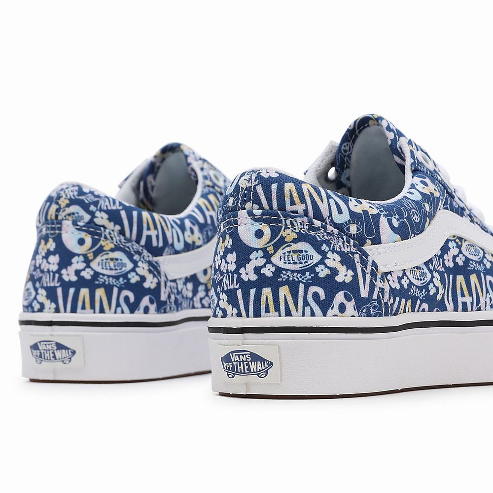 Women's Vans Pastel Tie Dye ComfyCush Old Skool Sneakers Blue / White | USA43671