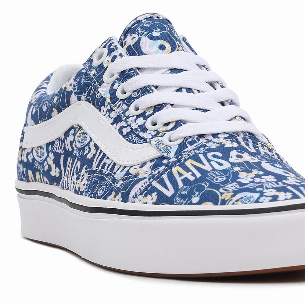 Women's Vans Pastel Tie Dye ComfyCush Old Skool Sneakers Blue / White | USA43671